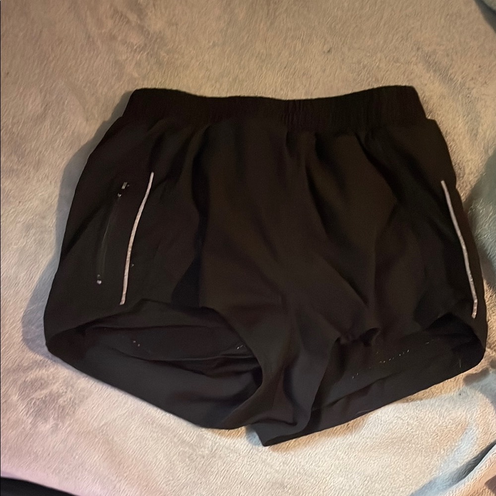 SHEIN Black Athletic Shorts with Reflective Trim
